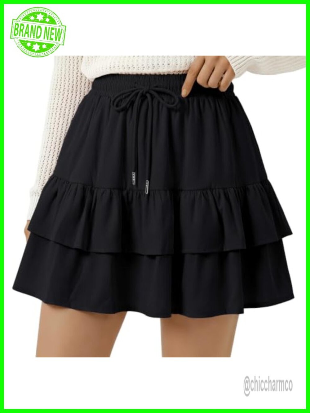 Flowy Tiered Ruffle Skort High Waisted Mini Active Skorts Pockets